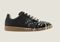 MM  nubuck leather and velour featuring a paint splatter design.
